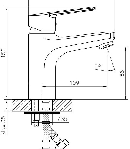 Смеситель DECOROOM DR22011 (для умывальника) монолитный, ЛАТУНЬ 438x503 в Материке - Вариант 2