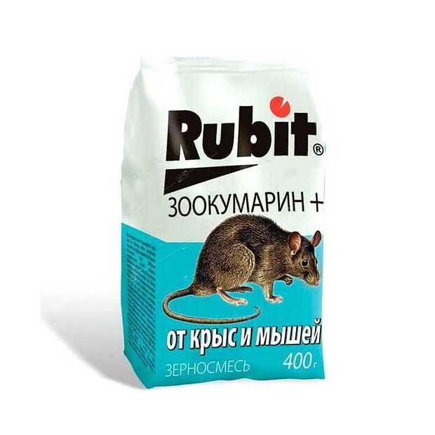 Средство Зерновая смесь от крыс и мышей Rubit Зоокумарин+, родентицид (400г)