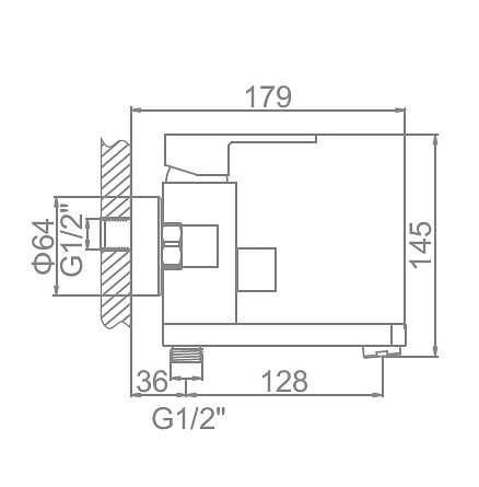 Смеситель L3233B (для ванны, короткий излив) черный 438x503 в Материке - Вариант 2