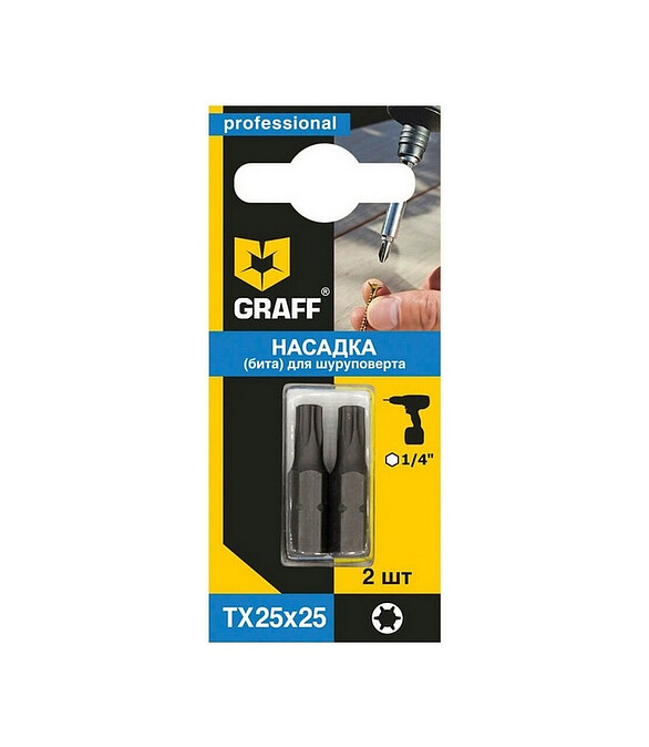 Бита ударная GRAFF T25 25мм 2шт/уп. 586x674 Бита ударная GRAFF T25 25мм 2шт/уп. 586x674 в Материке