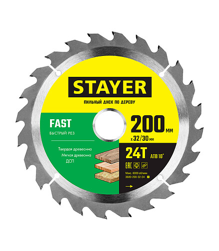 Диск пильный STAYER Fast 200мм 24зуб. 438x503 в Материке