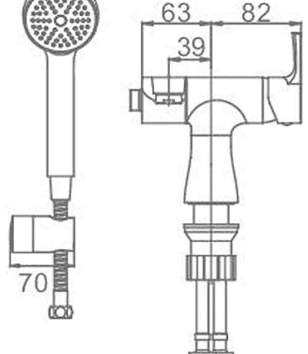 Смеситель L1055-16 (врезной для ванны) с лейкой на гайке 438x503 в Материке - Вариант 2