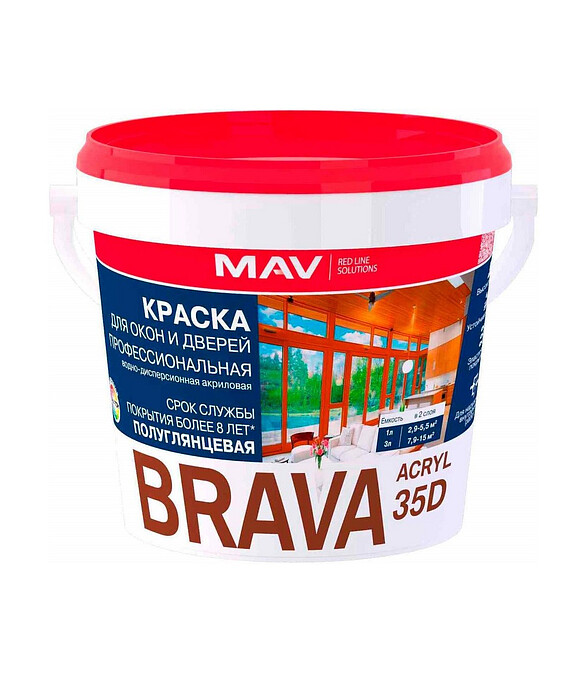 Краска BRAVA ACRYL база P полуглянцевая, 1л 586x674 Краска BRAVA ACRYL база P полуглянцевая, 1л 586x674 в Материке