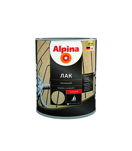 Лак Alpina алкидн.палубный глянцевый, 0,75л 438x503 в Материке