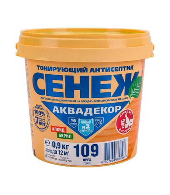 Антисептик Сенеж АКВАДЕКОР 109 орех, 0,9 кг 586x674 в Материке