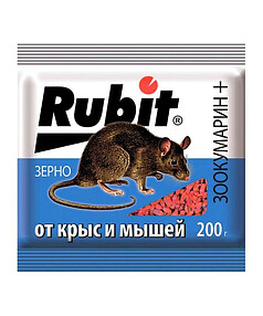 Средство Зерновая смесь от крыс и мышей Rubit Зоокумарин+, сыр, родентицид(200г)
