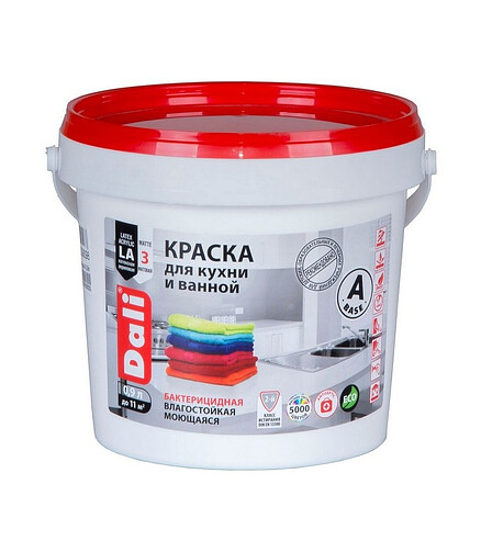 Краска DALI для кухни и ванной белая, 0,9л 438x503 в Материке