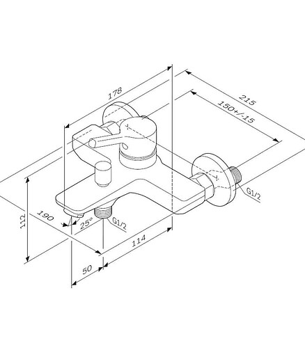 Смеситель X-JOY S F85B10000 (для ванны, короткий излив) без душ.комплекта 438x503 в Материке - Вариант 2