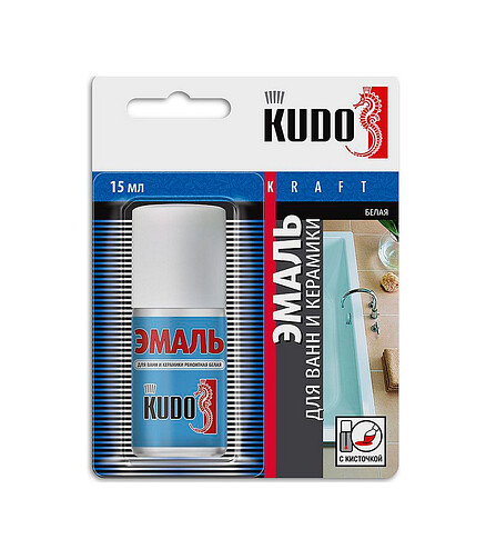 Эмаль KUDO для ванн белая с кисточкой, 15мл 438x503 в Материке