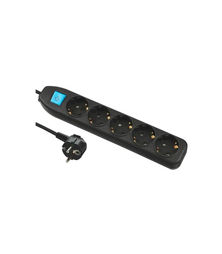 Удлинитель ELECTRALINE 5роз. 3м с/з выкл. черный 3х1 62044 438x503 в Материке