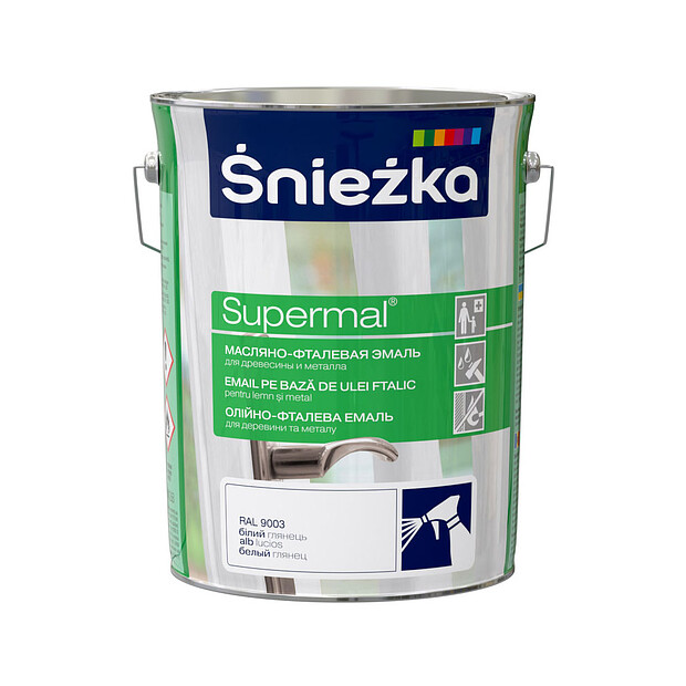 Эмаль SNIEZKA Supermal МФ RAL9003 белая глянцевая 5л