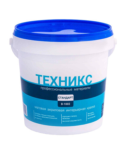 Краска ТЕХНИКС стандарт белая, 1кг 438x503 в Материке