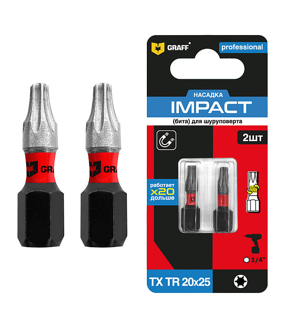 Бита ударная GRAFF T15 25мм 2шт 586x674 Бита ударная GRAFF T15 25мм 2шт 586x674 в Материке