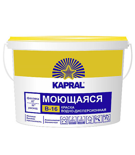 Краска Kapral В-16 глубокоматовая, 3,75кг 438x503 в Материке