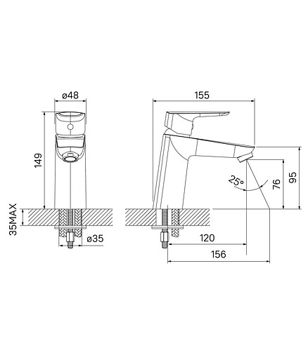 Смеситель VIBE VIBSB00i01 (для умывальника) 438x503 в Материке - Вариант 3