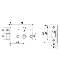 Защелка межкомн. АЛЛЮР L45-8-P BL, пластик, мат. черный