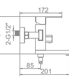 Смеситель L73233 (для ванны, короткий излив) нерж.сталь