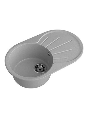 Мойка GRANFEST R750L 750х460мм иск.мрамор-серый (сифон в комплекте) 238x286 в Материке