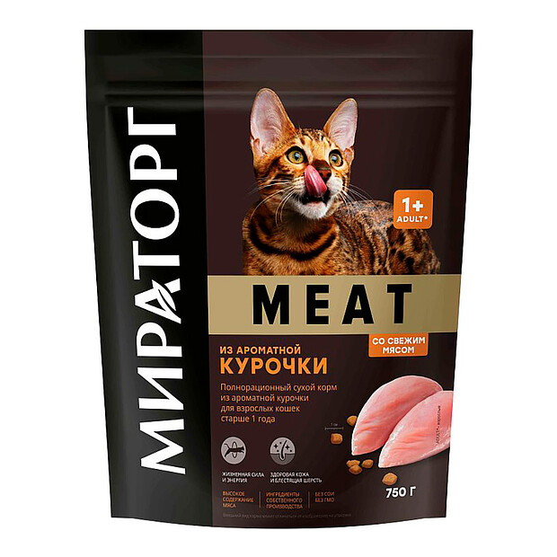 Корм для кошек старше 1 года WINNER Meat из ароматной курочки 0,75кг