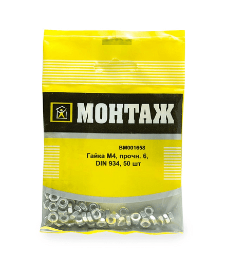 Гайка М4, цинк, прочн. 6 DIN 934 (уп=50шт)_МОНТАЖ_BM001658 438x503 в Материке