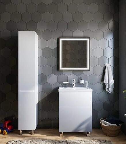 Зеркало GEM M91AMOX0651WG 65х70см с контурной LED-подсветкой 438x503 в Материке - Вариант 3