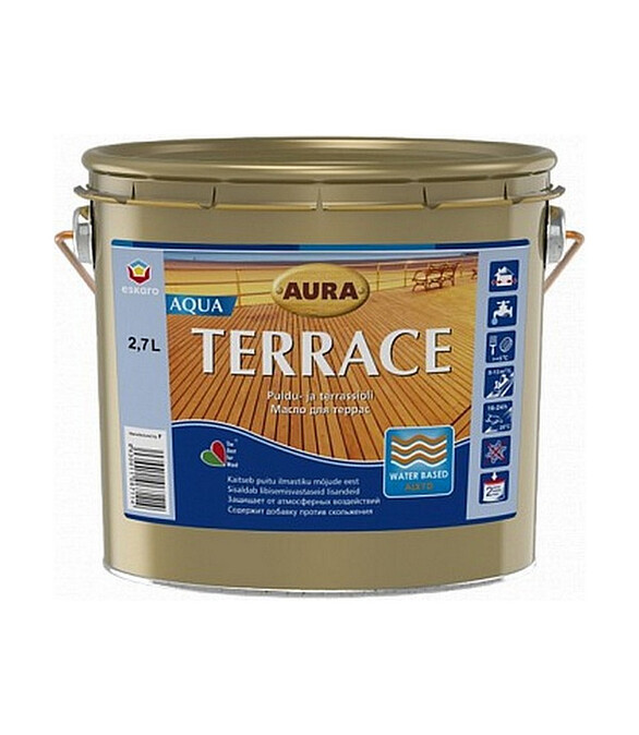 Масло для террас Aura Terrace Aqua бесцветный, 2,7л 586x674 Масло для террас Aura Terrace Aqua бесцветный, 2,7л 586x674 в Материке