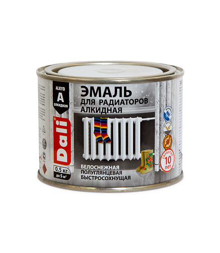 Эмаль Dali для радиаторов алкидная (до +80С), 0,5кг 438x503 в Материке