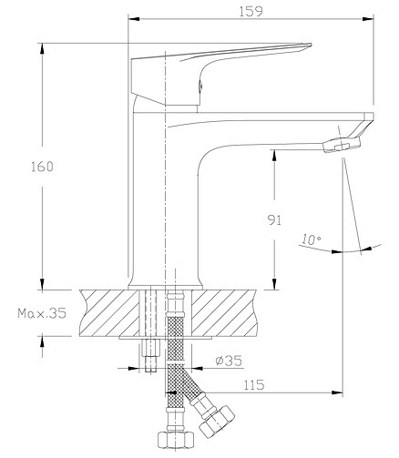 Смеситель ROSSINKA RS27-11 (для умывальника) 438x503 в Материке - Вариант 2