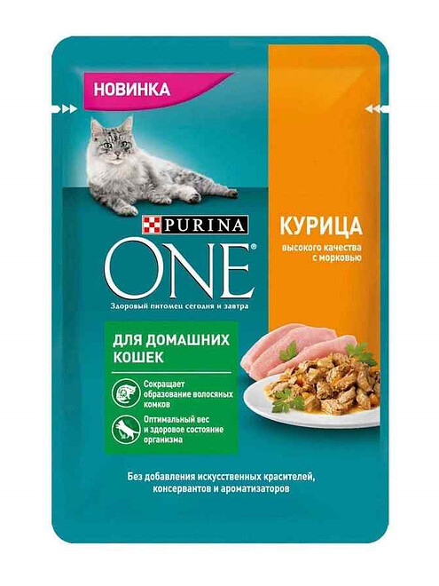 Корм для кошек Purina ONE для домашних, курица, морковь (75г) 495x660 Корм для кошек Purina ONE для домашних, курица, морковь (75г) 495x660 в Материке