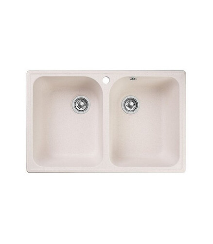 Мойка QUARZ GF-Z 15 (ЕСО-15), 2 чаши 740х480мм бежевый (без сифона) 438x503 в Материке