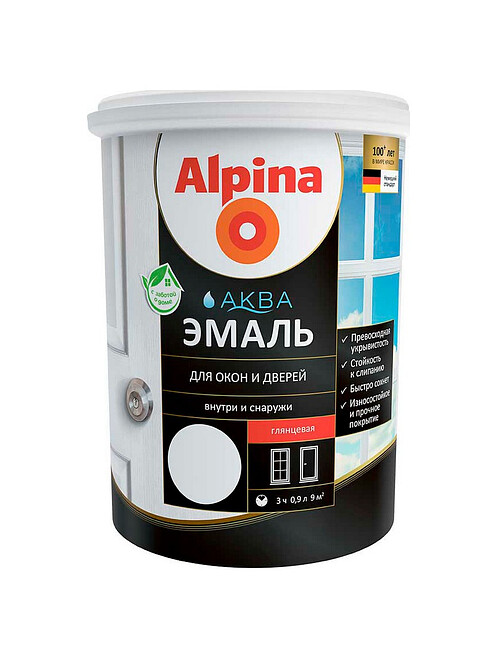 Эмаль Alpina АКВА для окон и дверей глянцевая, 0,9л 495x660 Эмаль Alpina АКВА для окон и дверей глянцевая, 0,9л 495x660 в Материке