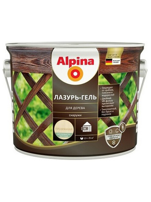 Лазурь-гель Alpina алкидый для дерева шелк.-матовый бесцветный, 2,5л/2,2кг 495x660 Лазурь-гель Alpina алкидый для дерева шелк.-матовый бесцветный, 2,5л/2,2кг 495x660 в Материке