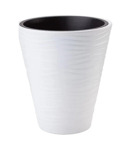 Кашпо SAHARA Dunes Round с вкладышем (39,5x44,5см) пластик белый 2722-011 438x503 в Материке
