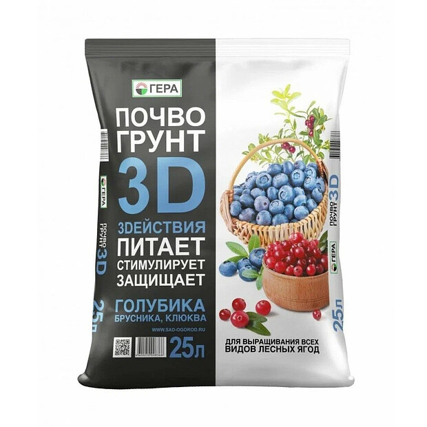 Почвогрунт для голубики брусники и клюквы 3D/3D+ (25л) 620x620 в Материке