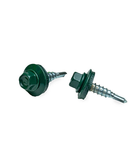 Саморез КРОВЕЛЬНЫЙ с резин.прокл. 5.5x25, сверло РТ3, RAL6005 (уп=50шт)_WBOX 438x503 в Материке