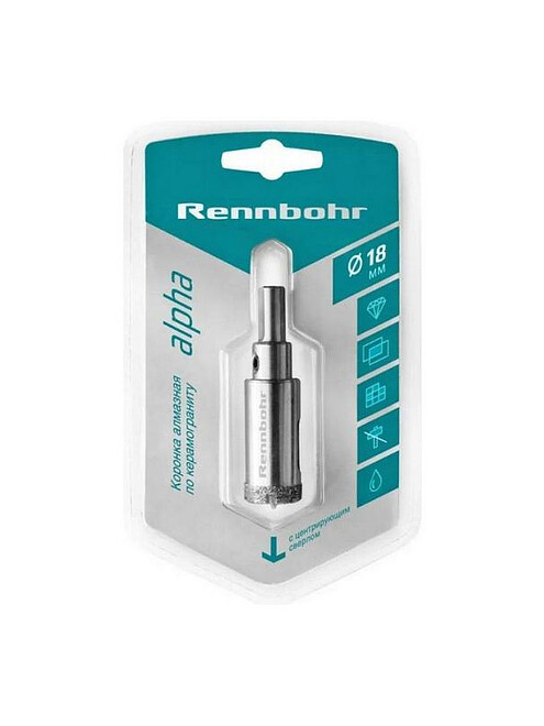 Коронка алмазная по керамограниту RENNBOHR 18мм 495x660 Коронка алмазная по керамограниту RENNBOHR 18мм 495x660 в Материке