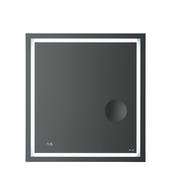 Зеркало GEM M91AMOX0653WG 65х70см с контурной LED-подсветкой, часами и линзой 586x674 в Материке