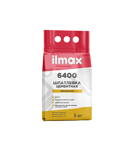 Шпатлевка ILMAX 6400 Cemcoat белая, 5кг 438x503 в Материке