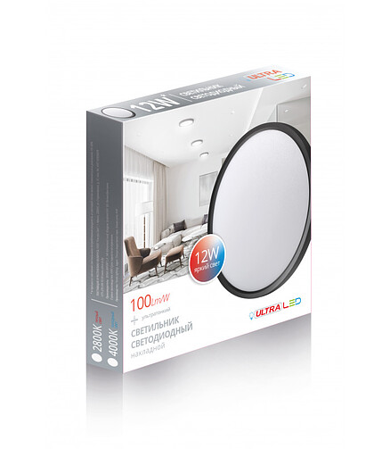Светильник накладной ULTRA светодиод. NR черн. 12W/2800K 438x503 в Материке - Вариант 2