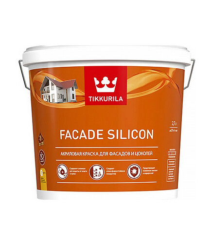 Краска Tikkurila Facade Silicon VVA фасадная гл/мат, 2,7л 438x503 в Материке