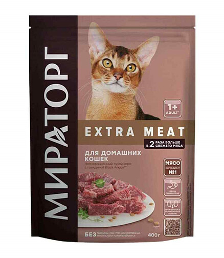 Корм для кошек МИРАТОРГ Extra Meat говядина Black Angus (0,4кг) 438x503 в Материке