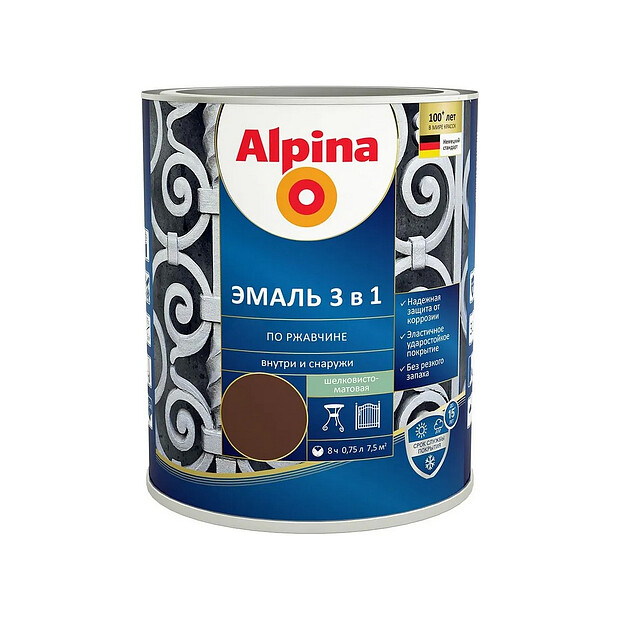 Грунт-эмаль ALPINA 3в1 RAL8017 Шоколадный 0,75л