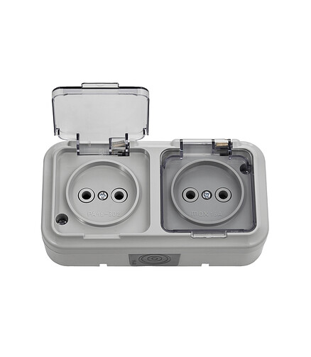 Розетка Bylectrica ПРАЛЕСКА АКВА IP54 РА16-302(02) 2мест. 438x503 в Материке