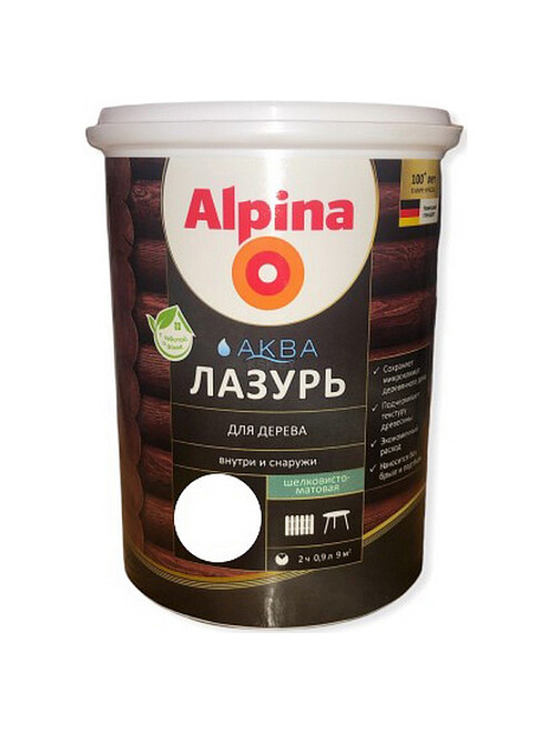 Лазурь Alpina АКВА для дерева Белый, 0,9л 495x660 Лазурь Alpina АКВА для дерева Белый, 0,9л 495x660 в Материке