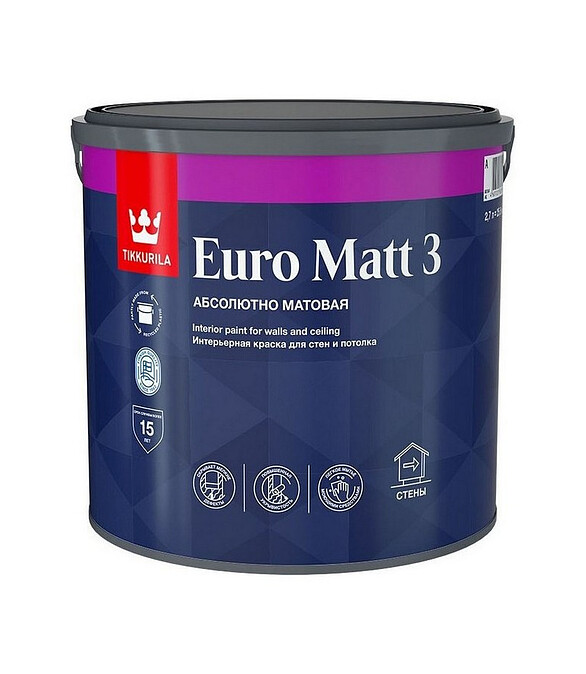 Краска Tikkurila EURO MATT 3 С матовая, 2,7л 586x674 в Материке