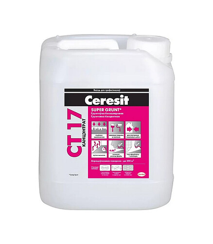 Грунтовка CERESIT CT 17 Super Grunt концентрат бесцветный, 5л 438x503 в Материке