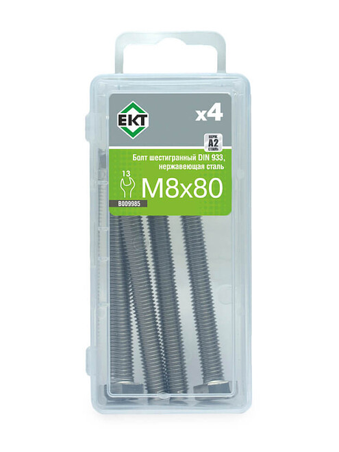 Болт 6-гранный M8х80, DIN933, НЕРЖ. СТАЛЬ, ЕКТ (уп=4шт) 495x660 Болт 6-гранный M8х80, DIN933, НЕРЖ. СТАЛЬ, ЕКТ (уп=4шт) 495x660 в Материке