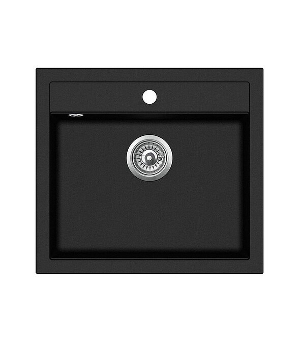 Мойка QUADRO SQQ100-601W 565x510мм гранит-черный металлик с выпуском 586x674 в Материке
