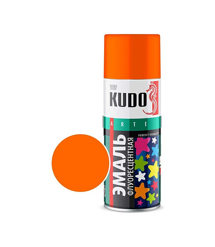 Эмаль аэроз. KUDO флуоресцентная оранжево-желтая, 520мл 438x503 в Материке