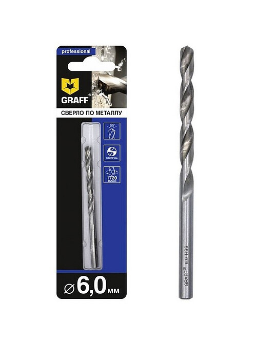 Сверло по металлу GRAFF 6,0мм 495x660 Сверло по металлу GRAFF 6,0мм 495x660 в Материке